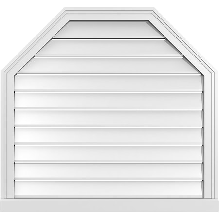 Ekena Millwork Octagonal Top Surface Mount PVC Gable Vent w/ 2"W x 2"P Brickmould Sill Frame, 34"W x 32"H GVPOT34X3203SF